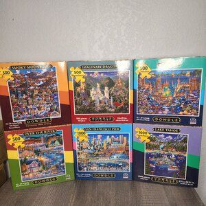 Lot 6 New Dowdle Puzzles Varied Sizes Mountains Dragons Atlantis River SF Tahoe